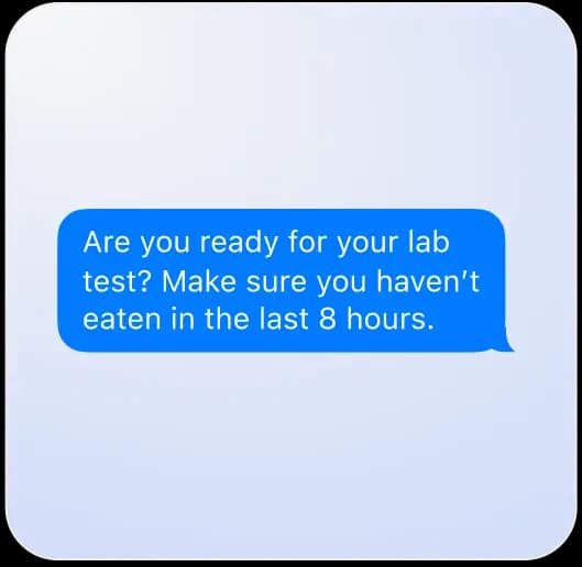 Personalized lab test reminder message