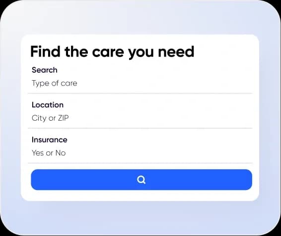 Find the care you need search form