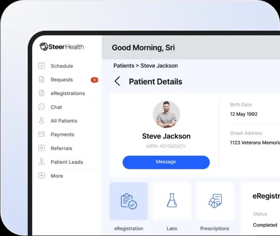 Steer Health patient details dashboard